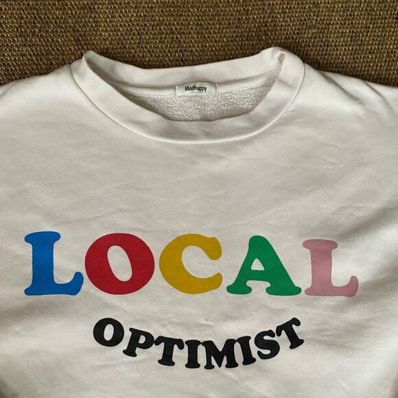 Madhappy White 'Local Optimist' Sweatshirt - Picture 3 of 12